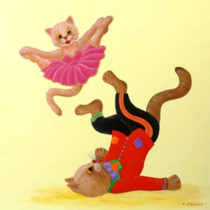 Tableaux Les Chats Anthropomorphiques-Les acrobates de Françoise Leblond